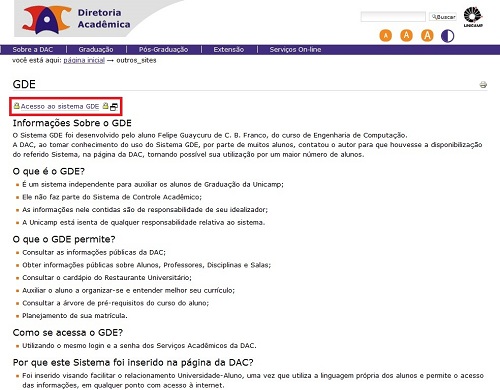 Página da DAC